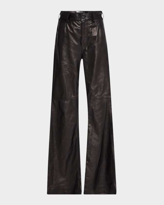 Roe Leather Wide-Leg Pants